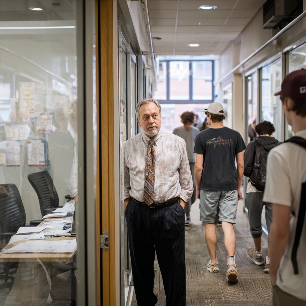 Teacher standing in hall