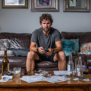 Man gambling on phone