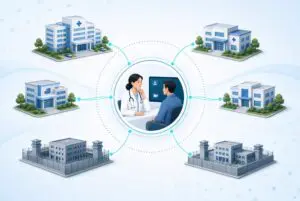 Multi-site co-occurring disorders telepsychiatry network connecting hospitals, clinics, and correctional facilities