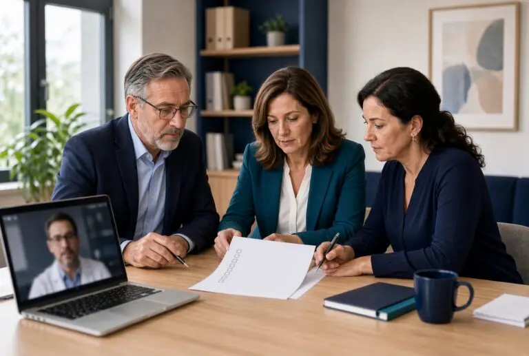 Hospital, school, and substance use administrators evaluating a telepsychiatry partner against a five-criteria checklist.
