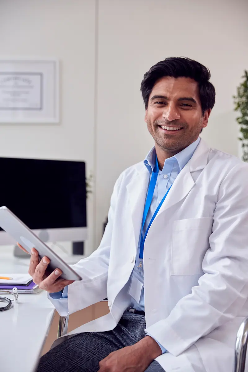 Telepsychiatry services provider smiling