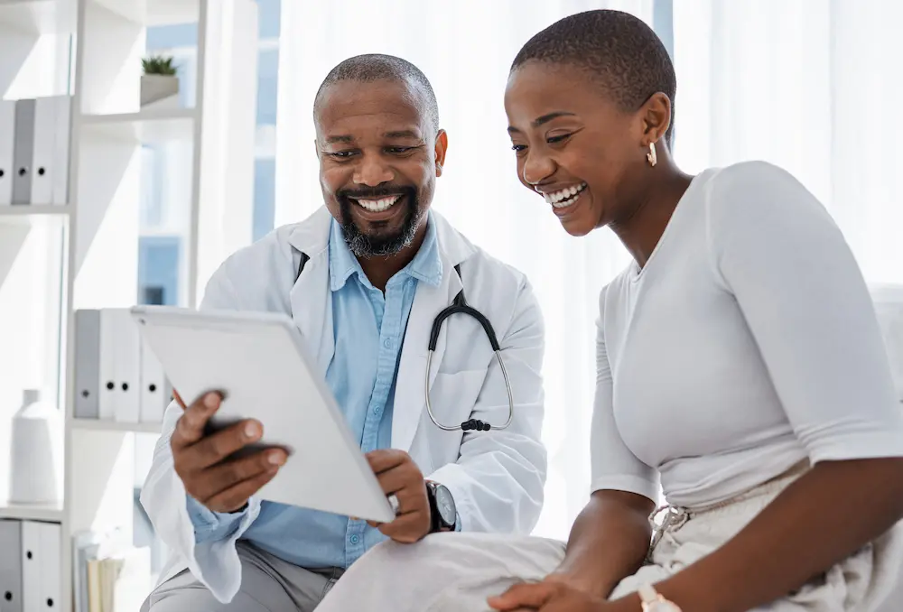 Patient on a virtual call with her mental health and primary care providers