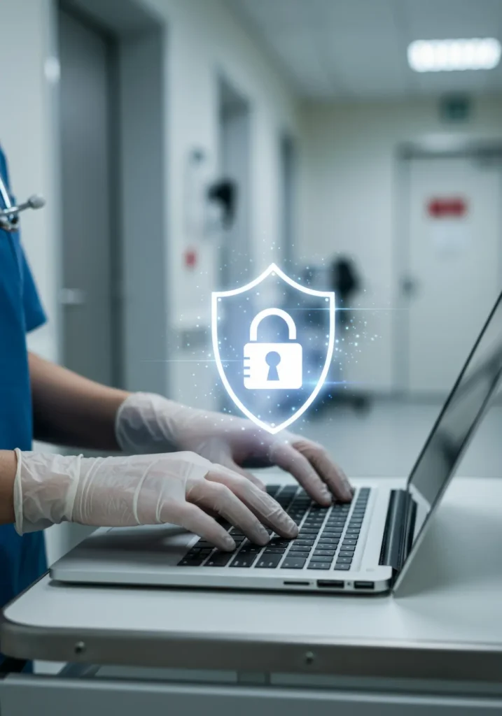 Picture of a provider using FasPsych's secure patient portal