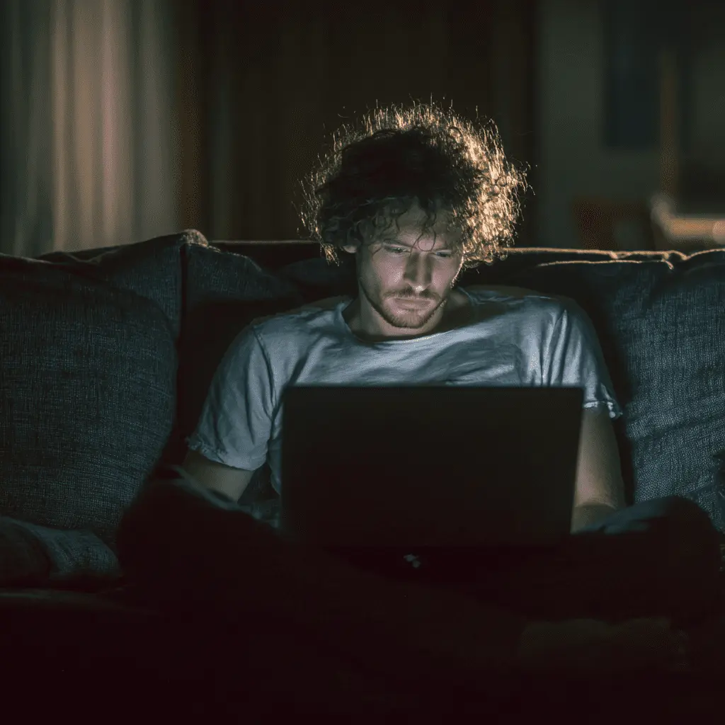 Man on the computer learning about AI psychosis