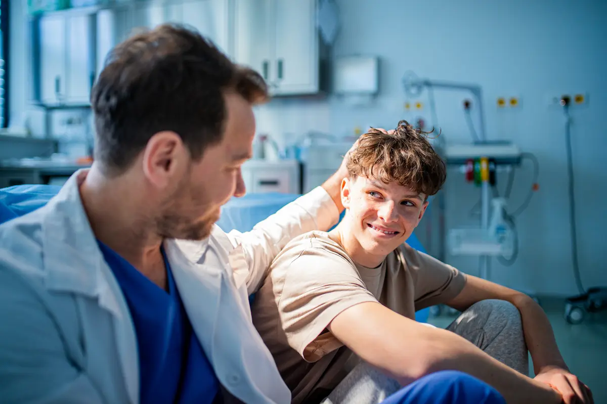 Doctor with patient at an inpatient psychiatric hospital