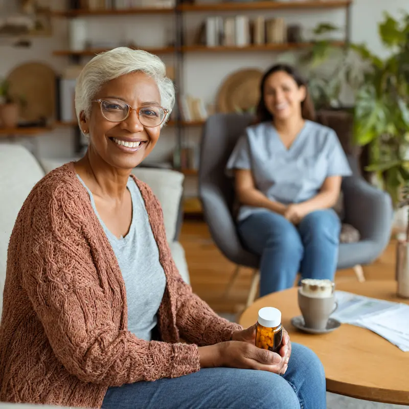 Woman with her in-person provider after getting prescribed medication online
