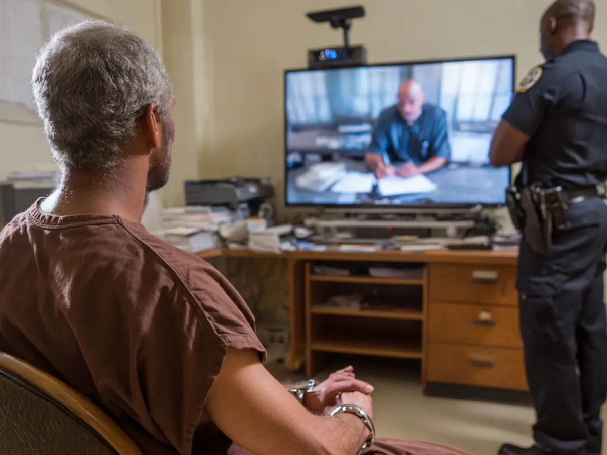 Incarcerated person in a correctional facility receiving telepsychiatric care