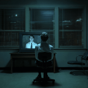 neurodivergent student in front of tv